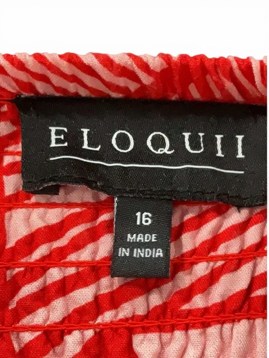 ELOQUII Coral Print Maxi Dress Size 16 Flutter Sleeve Fit Flare Kentucky Derby - Picture 4 of 9